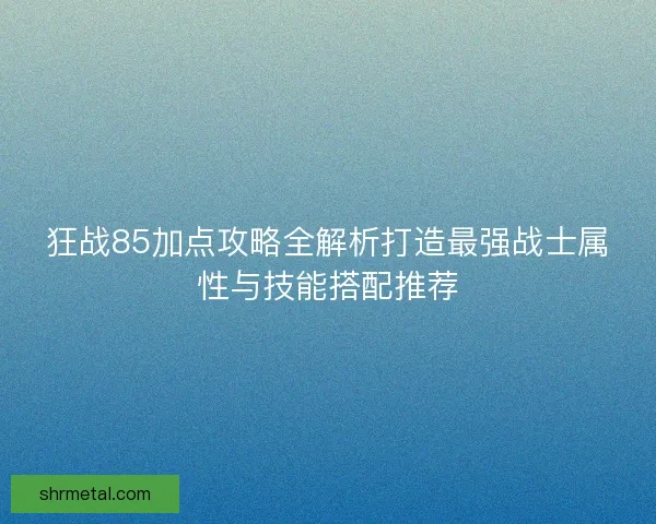 狂战85加点攻略全解析打造最强战士属性与技能搭配推荐